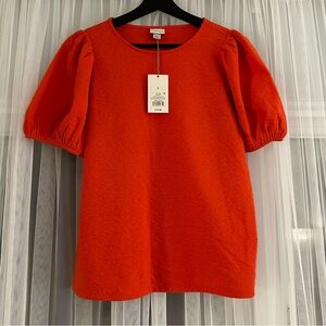 Red puffed sleeve top